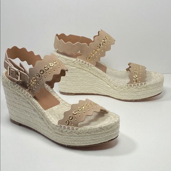 Chloe suede Espadrille Platform Wedge Sandals - Picture 1 of 10